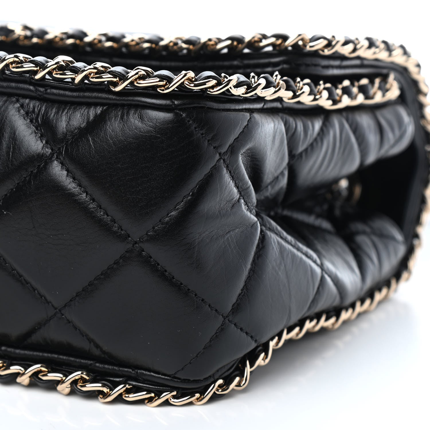 Chanel Crumpled Calfskin Medium Chain All Over Flap Black 9 of 9