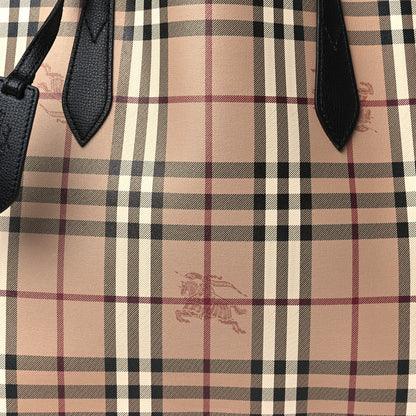 Burberry Grainy Calfskin Haymarket Check Small Reversible Tote Black 10 of 16