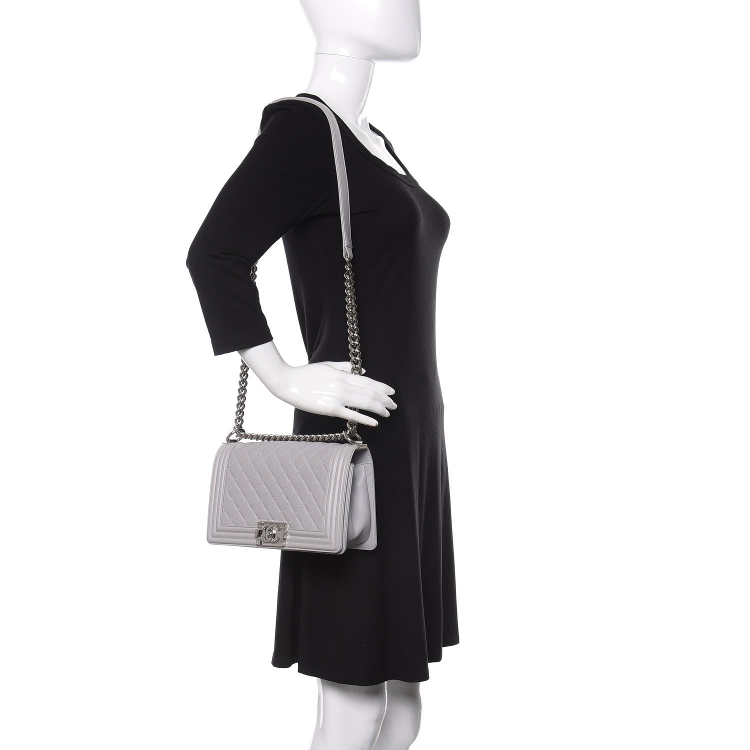 Chanel Calfskin Quilted Medium Boy Flap Grey 2 of 10