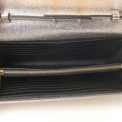 Saint Laurent Metallic Crackled Calfskin Matelasse Chevron Monogram Chain Wallet Gold 4 of 4