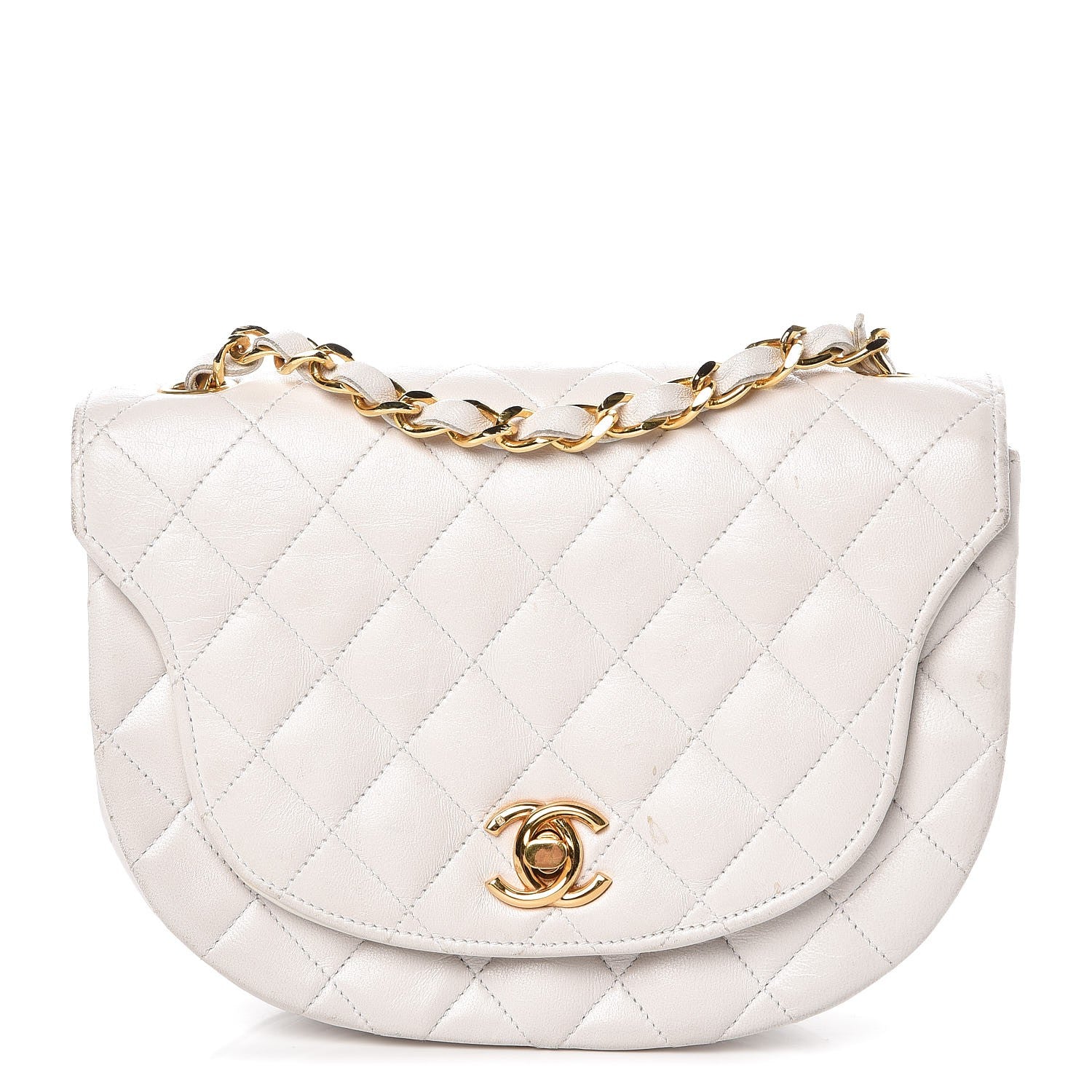 Chanel Lambskin Quilted Mini Half Moon Flap White 1 of 12