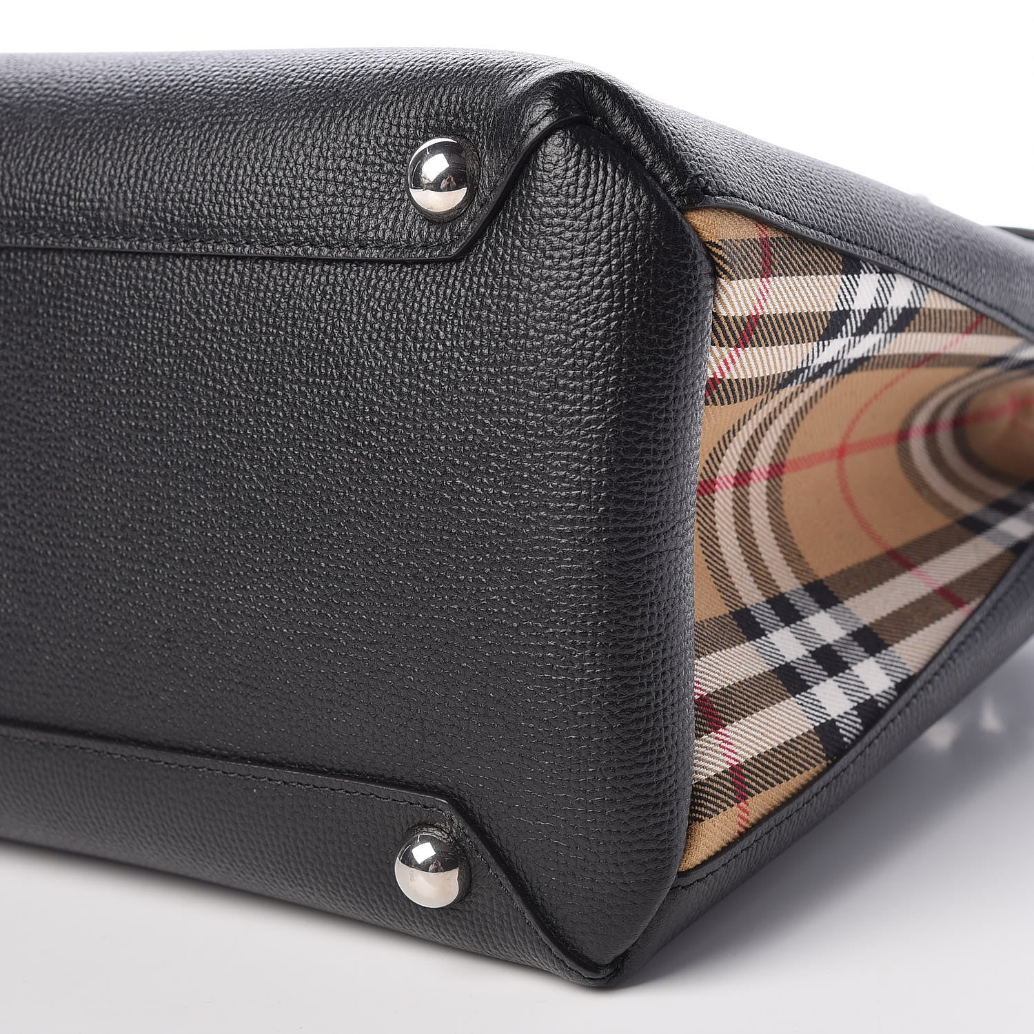 Burberry Derby Calfskin Vintage Check Medium Banner Tote Black 10 of 12