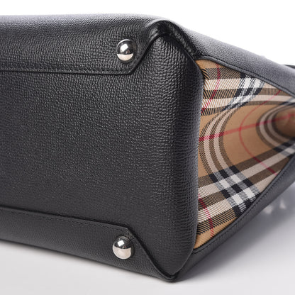 Burberry Derby Calfskin Vintage Check Medium Banner Tote Black 10 of 12
