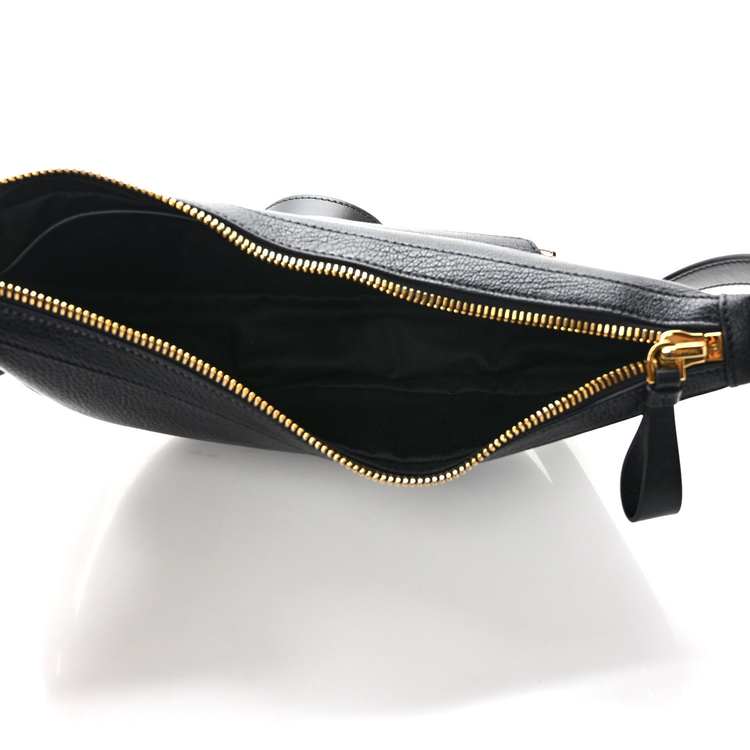 Tom Ford Grained Calfskin Zip Crescent Bag Black 5 of 8