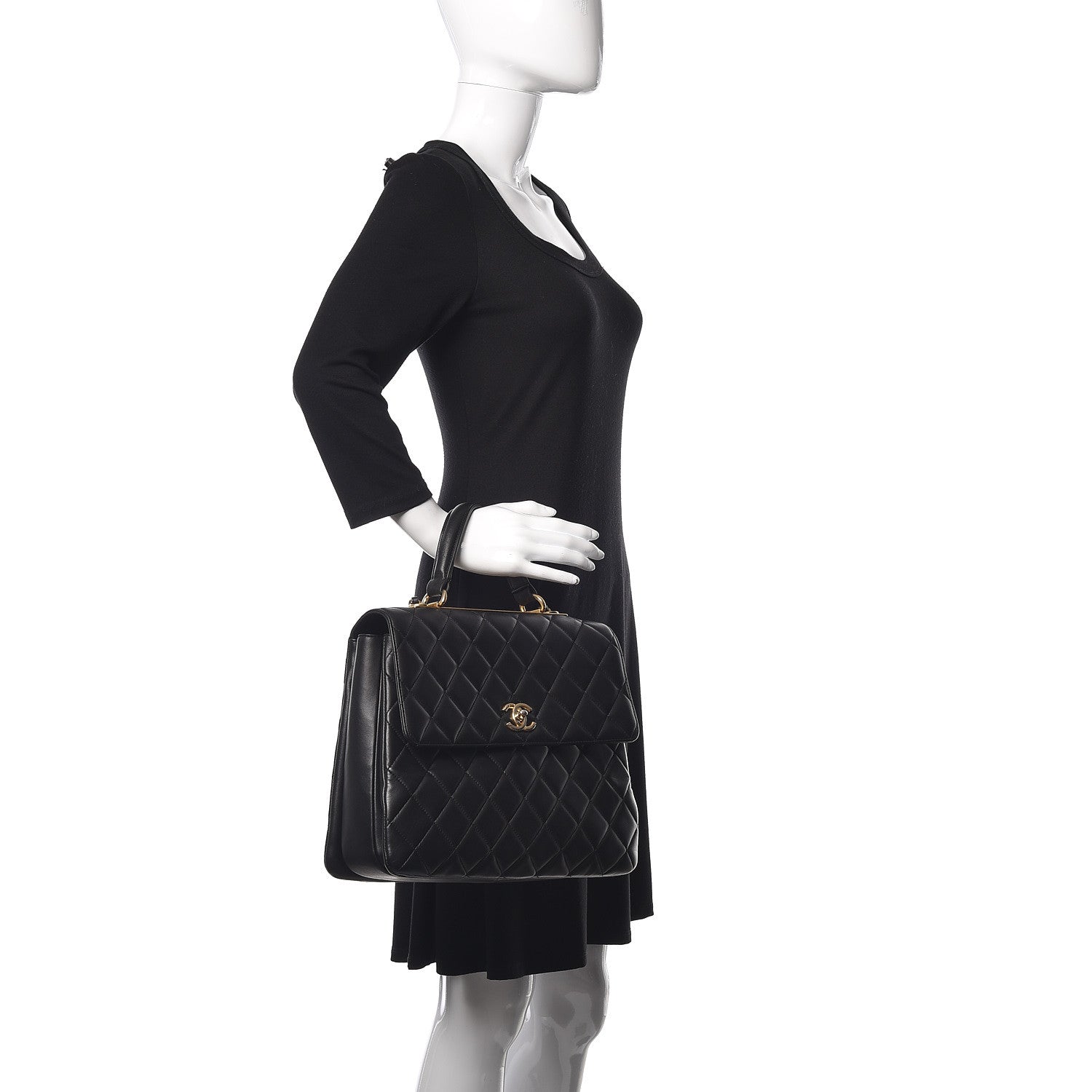 Chanel Lambskin Quilted Large Trendy CC Dual Handle Flap Bag Black 2 of 23