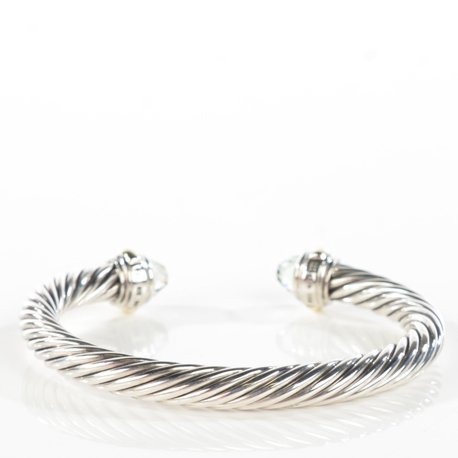 David Yurman Sterling Silver 14K Yellow Gold Prasiolite 7mm Cable Classics Bracelet 3 of 6