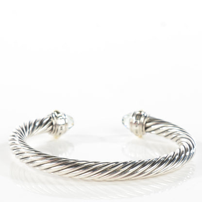 David Yurman Sterling Silver 14K Yellow Gold Prasiolite 7mm Cable Classics Bracelet 3 of 6