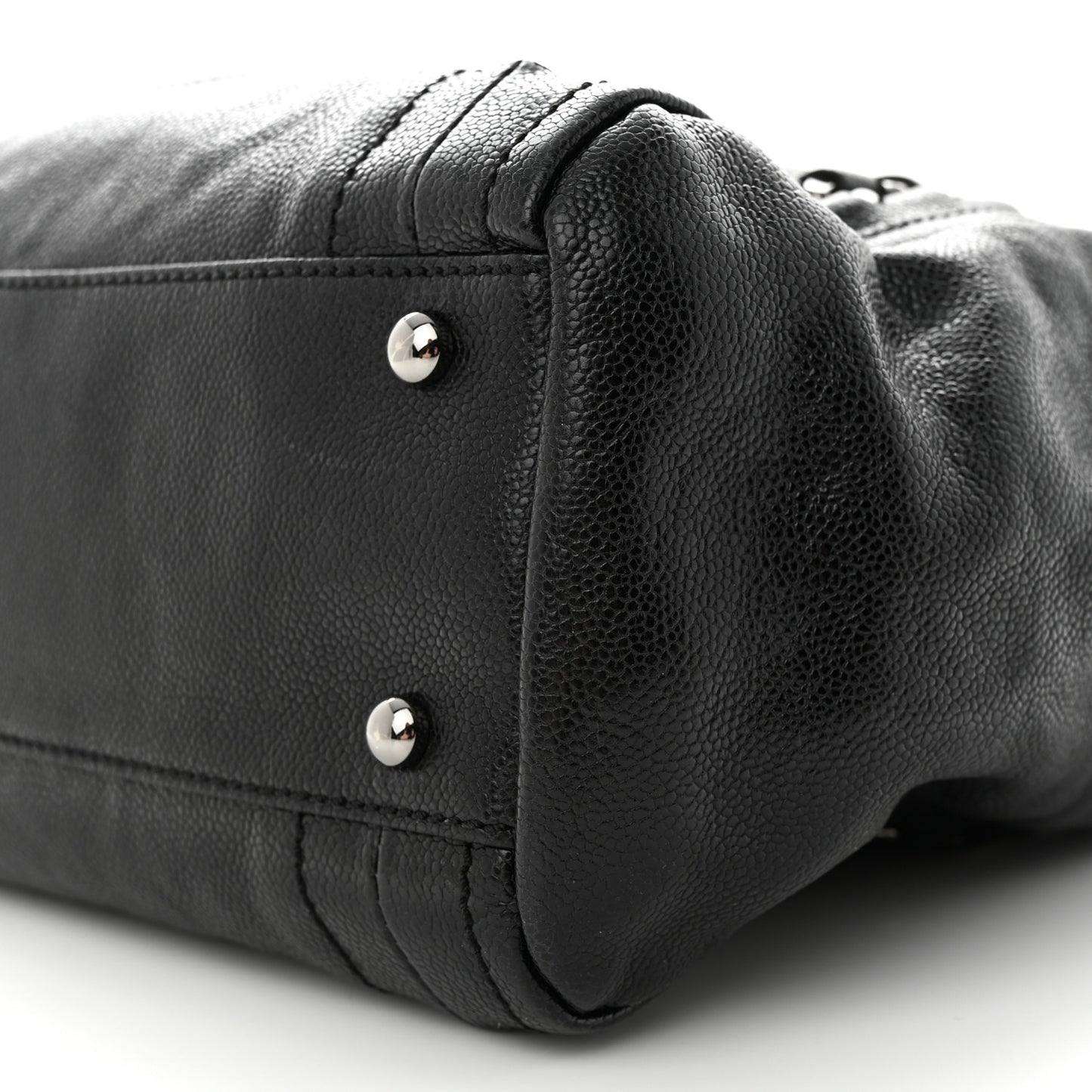 Glazed Calfskin Modern Chain Tote Black
