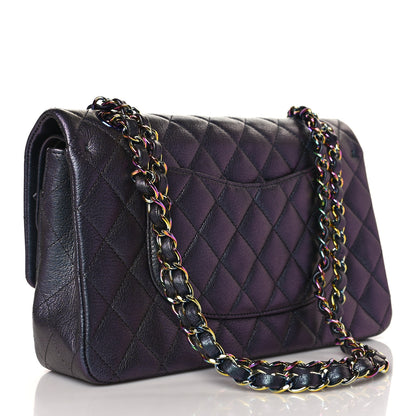 Chanel Iridescent Goatskin Quilted Medium Double Flap Purple 3 of 9