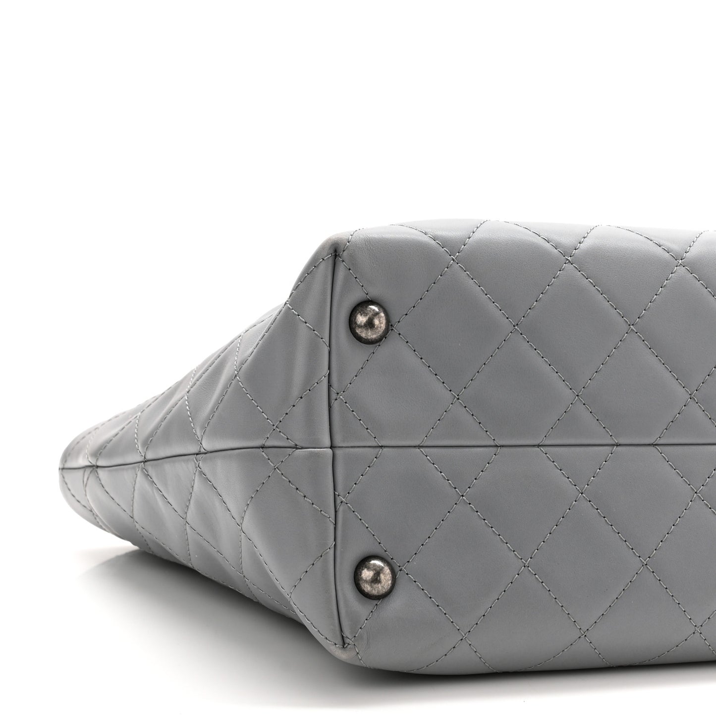 Calfskin Quilted Small Shopping In Chains Tote Grey