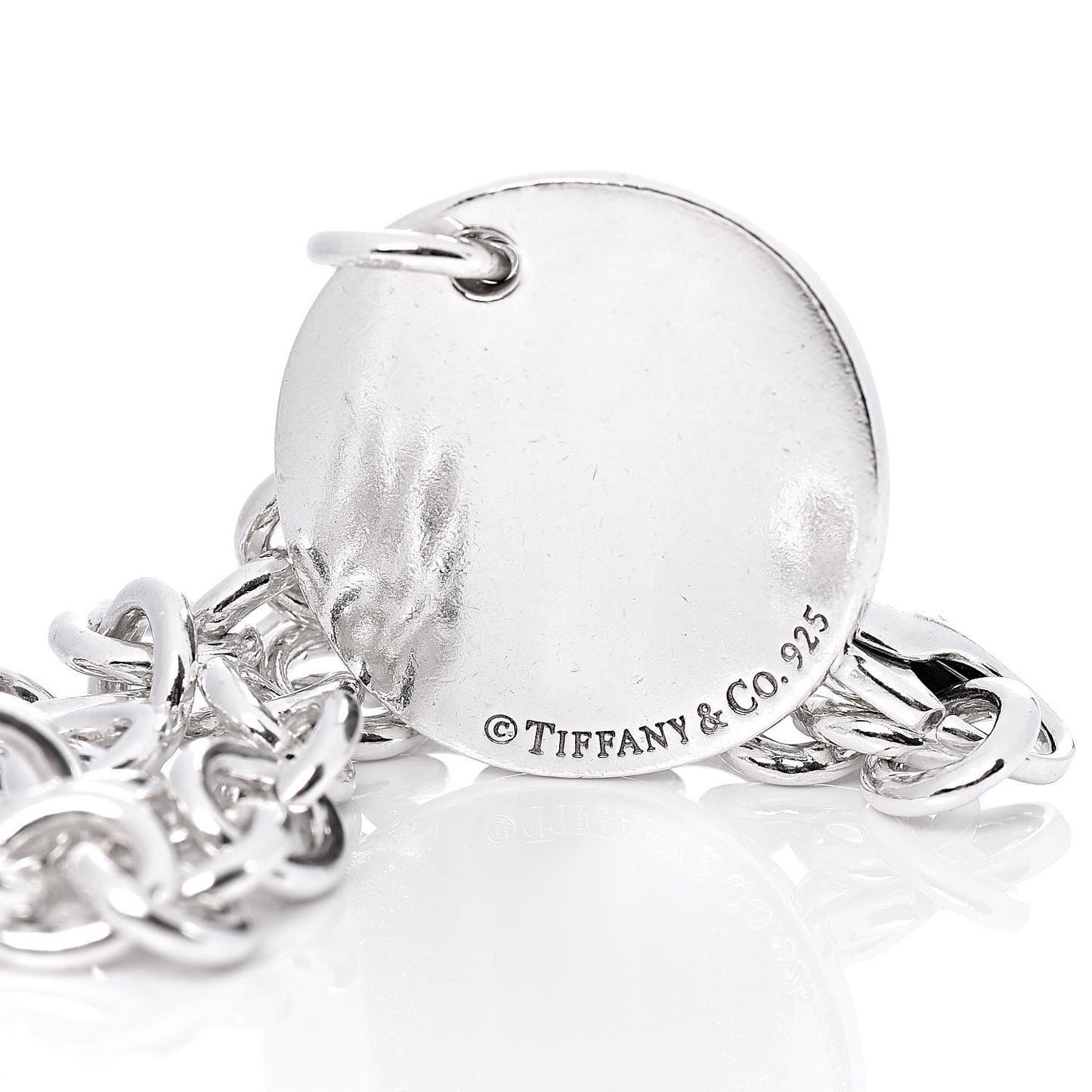 Sterling Silver Notes Round Tag Charm Bracelet
