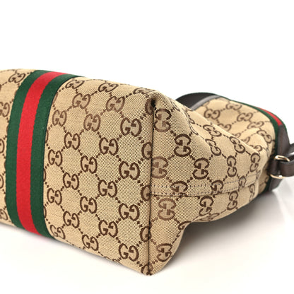 Gucci Monogram Web Small Giglio Tote Beige Dark Brown 10 of 10