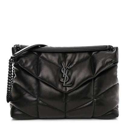 Saint Laurent Calfskin Quilted Medium Loulou Puffer Monogram Chain Satchel Black 1 of 11