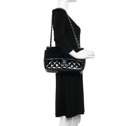Chanel Patent Quilted Jumbo Double Flap Black 2 of 12