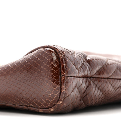 Gucci Snakeskin Matelasse Medium GG Marmont Slim Tote Brown 9 of 14