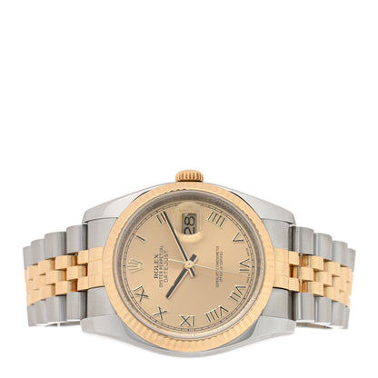 Rolex Stainless Steel 18K Yellow Gold 36mm Oyster Perpetual Datejust Watch Champagne Roman 116233 2 of 4
