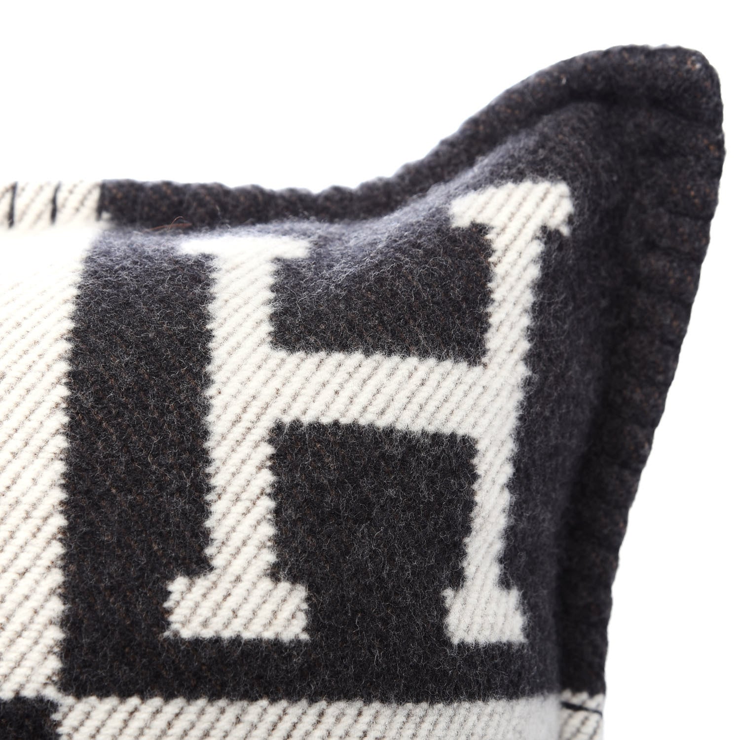 Hermes Wool Cashmere Avalon Pillow PM Ecru Gris Fonce 8 of 8