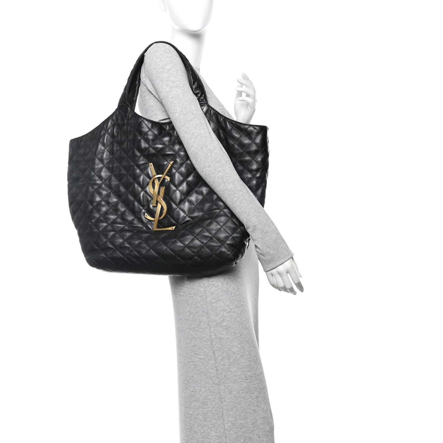 Saint Laurent Lambskin Quilted Maxi Icare Shopping Tote Black 2 of 14