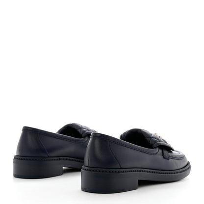 Chanel Lambskin Quilted CC Turnlock Loafers 37 Navy 4 of 10