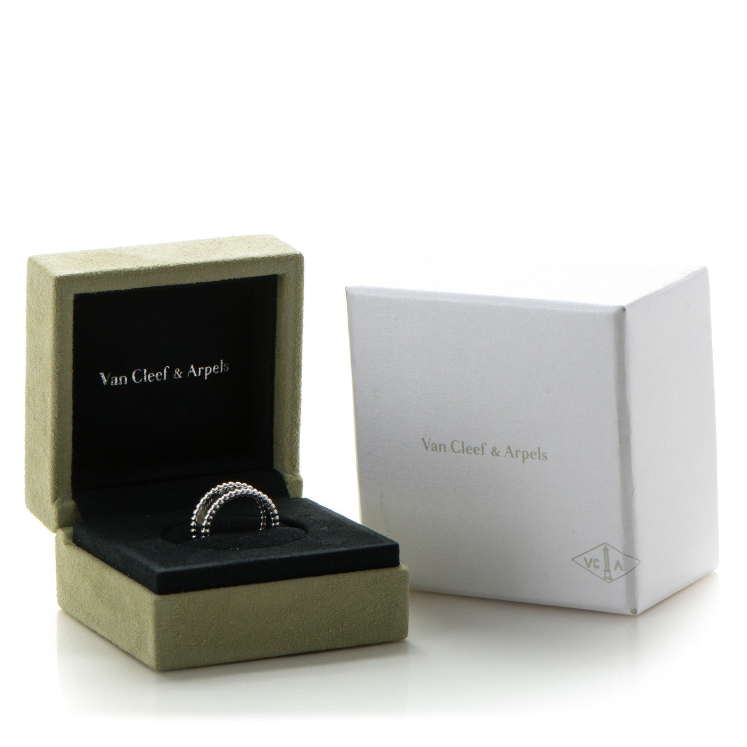 Van Cleef & Arpels 18K White Gold Perlee Signature Ring 51 5.75 5 of 5