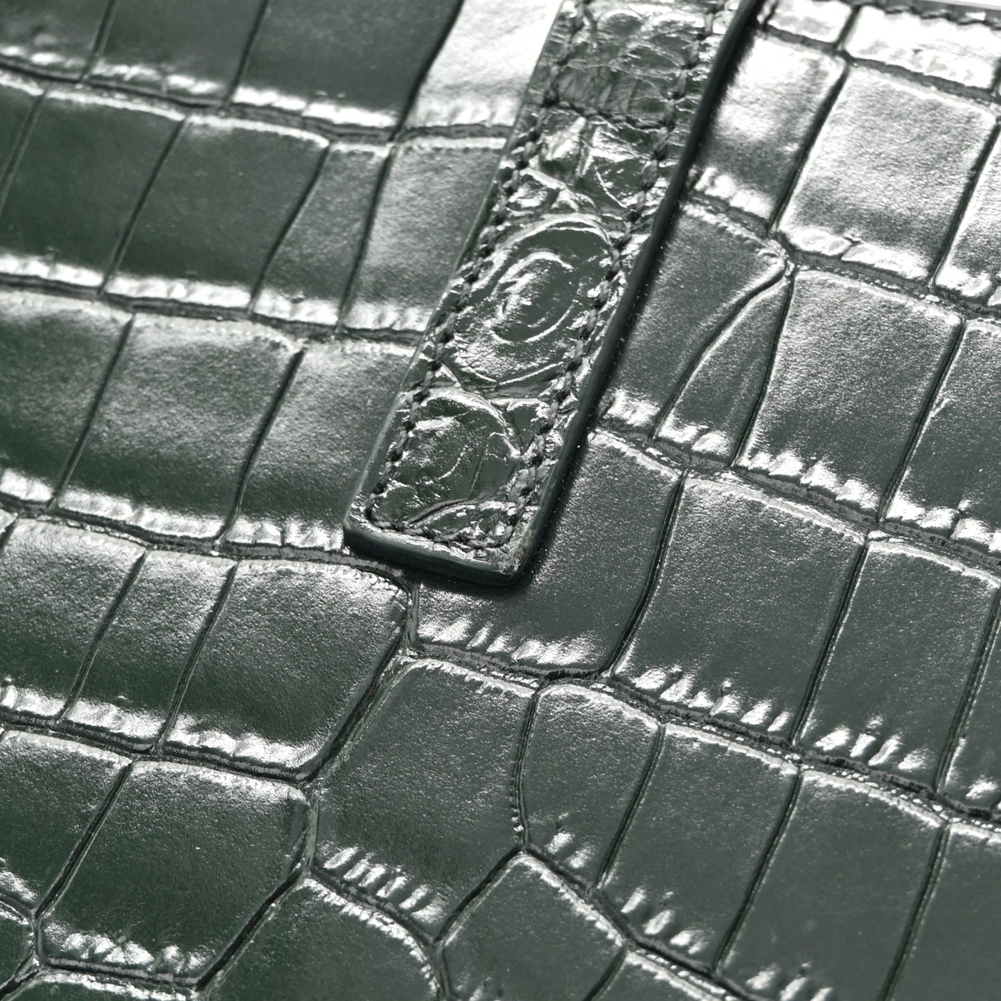 Calfskin Crocodile Embossed LE 5 A 7 Hobo Vert Fonce