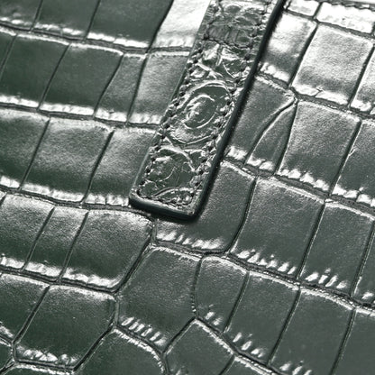 Saint Laurent Calfskin Crocodile Embossed LE 5 A 7 Hobo Vert Fonce 12 of 13