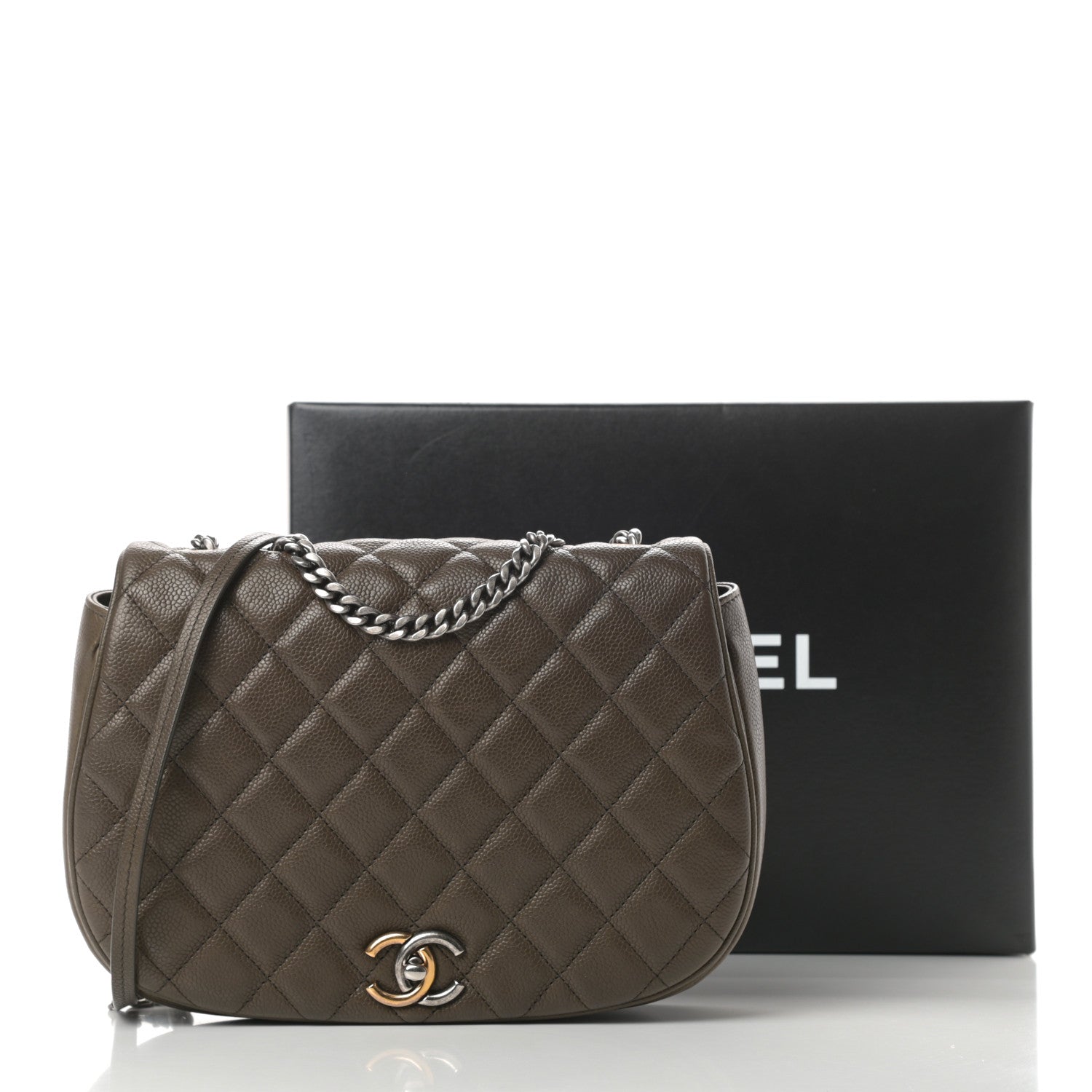 Chanel Caviar Quilted Casual Pocket Messenger Flap Khaki 13 of 13