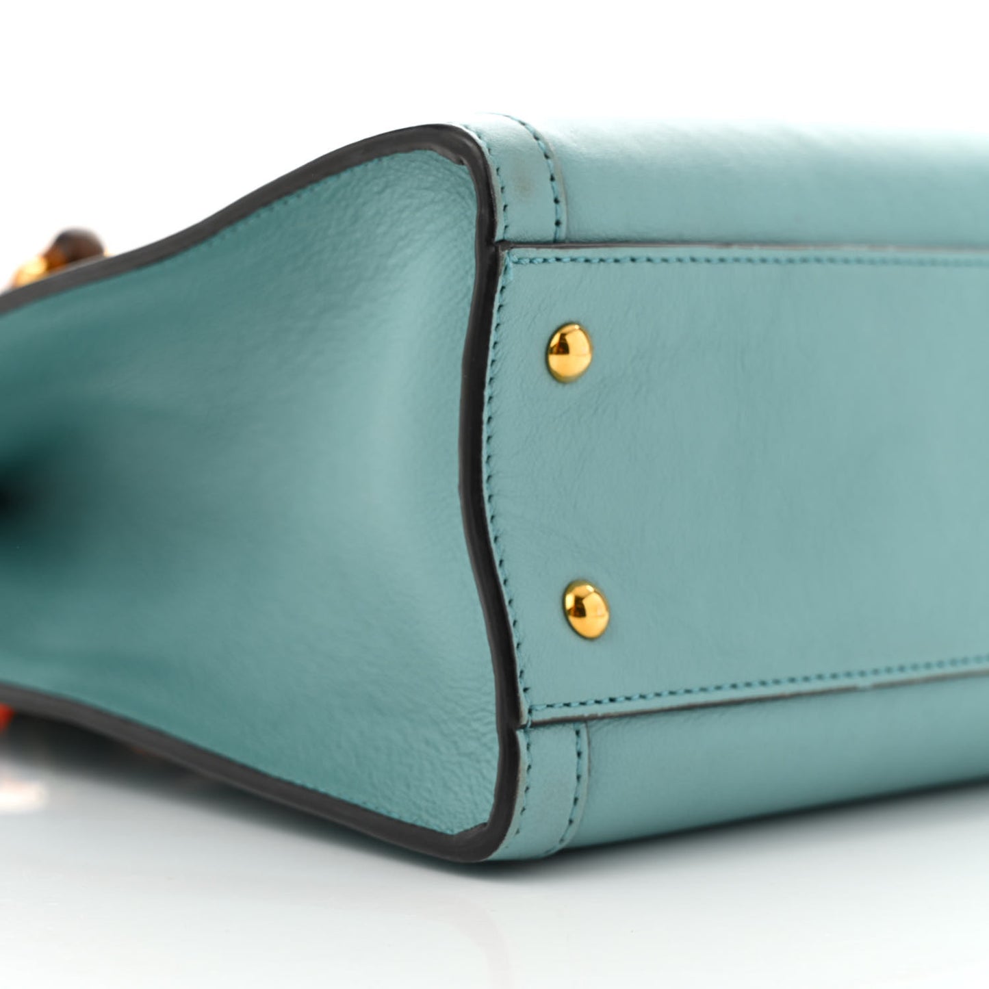 Wonka Grain Calfskin Small Diana Tote Bag Dusty Azure Orange Fluo