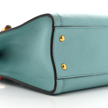 Gucci Wonka Grain Calfskin Small Diana Tote Bag Dusty Azure Orange Fluo 9 of 14