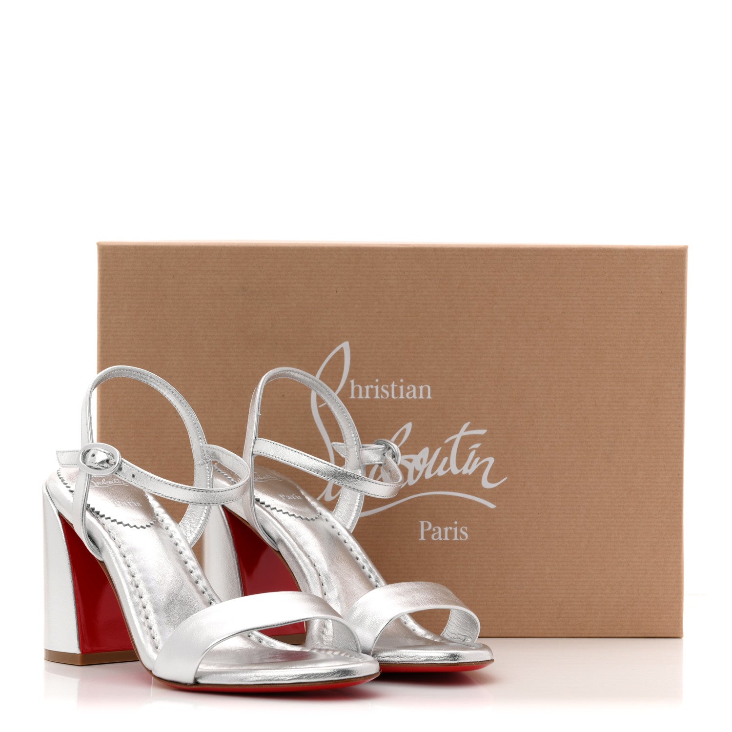 Christian Louboutin Nappa Laminata Miss Jane 85 Sandal Pumps 36.5 Silver 8 of 8