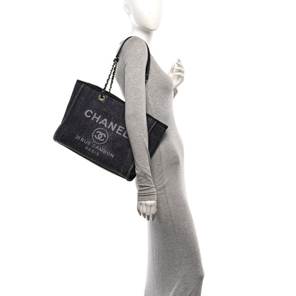 Chanel Woven Straw Raffia Small Deauville Tote Charcoal 2 of 13