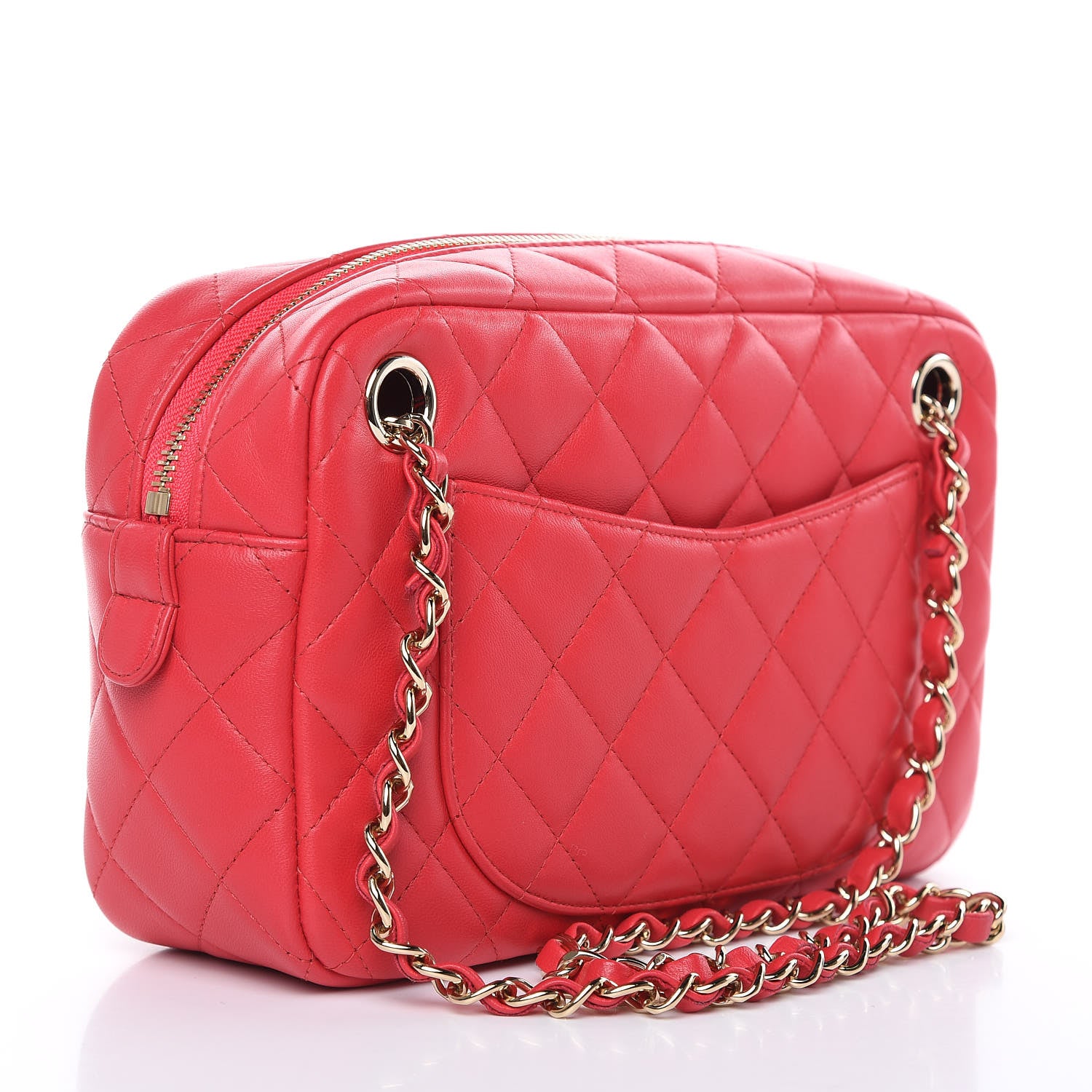 Chanel Lambskin Quilted Camera Case Dark Pink 3 of 10