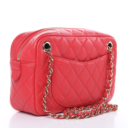 Chanel Lambskin Quilted Camera Case Dark Pink 3 of 10