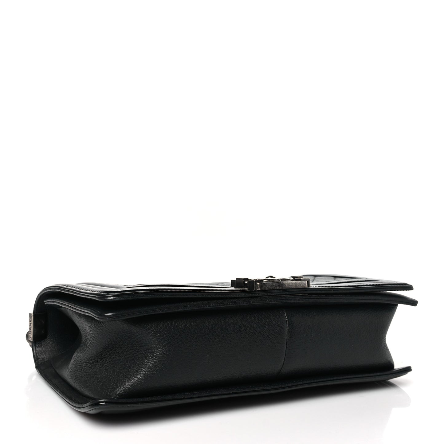 Goatskin Quilted Patent New Medium Duo Boy Flap Black