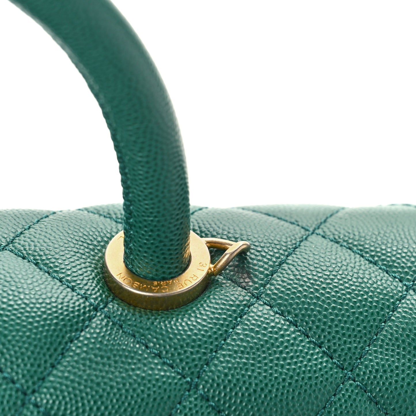 Caviar Quilted Medium Coco Handle Flap Green