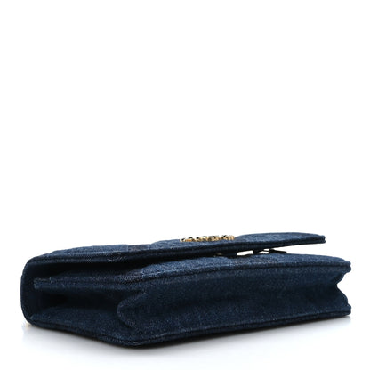 Chanel Denim Quilted Chanel 19 Wallet On Chain WOC Blue 4 of 9