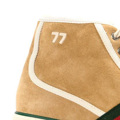 Gucci Suede Shearling Web Mens 1977 Tennis High Top Sneakers 7 Butterscotch Mystic White 10 of 10