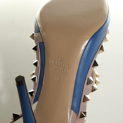 Valentino Garavani Nappa Rockstud Ankle Strap 100mm Pumps 38 Indaco Poudre 6 of 7