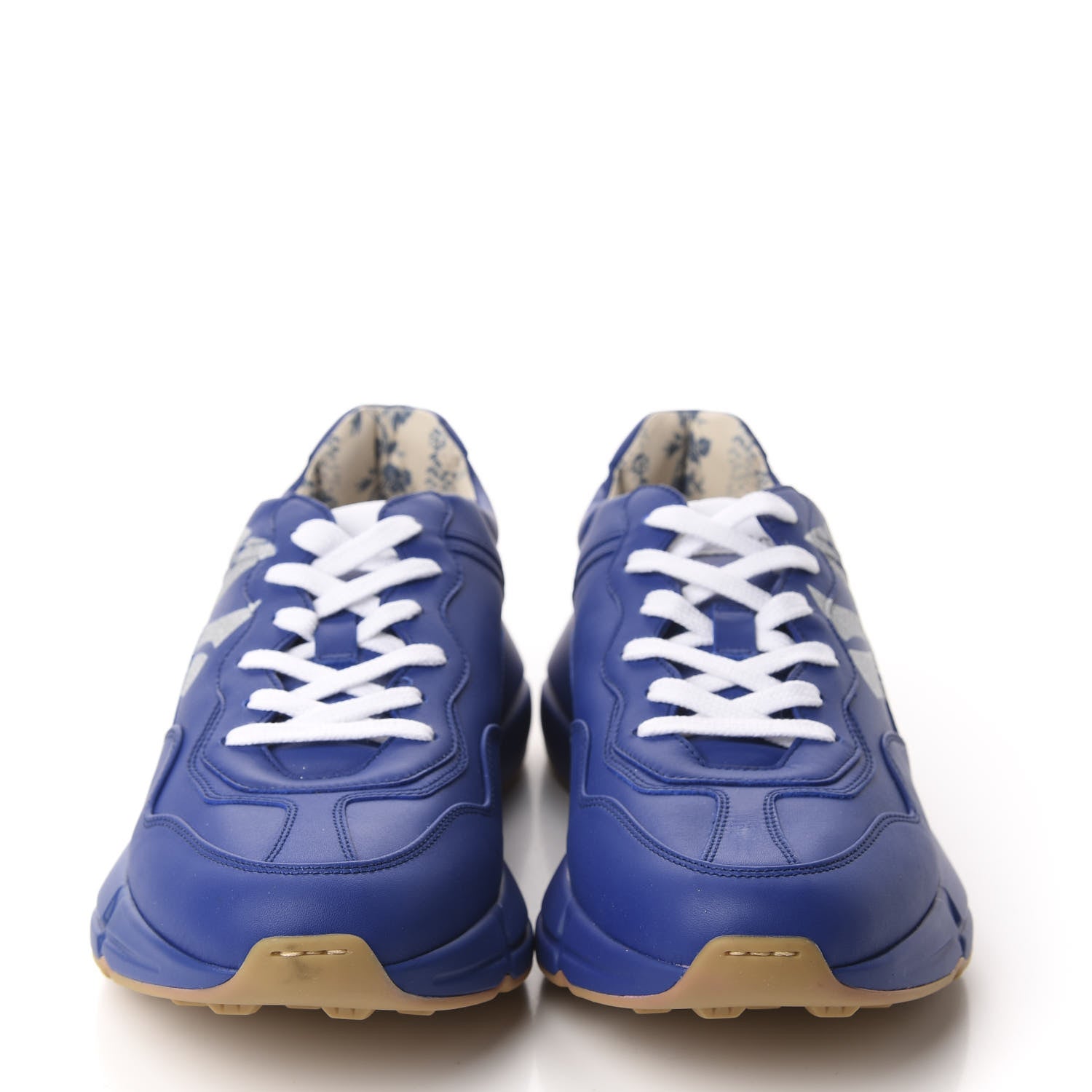 Gucci X MLB Calfskin NY Yankees Mens Rhyton Sneakers 9.5 Electric Blue 2 of 10