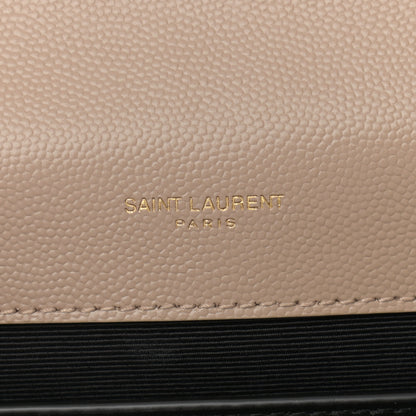 Saint Laurent Grain De Poudre Textured Mixed Matelasse Medium Triquilt Monogram Satchel Dark Beige 6 of 10