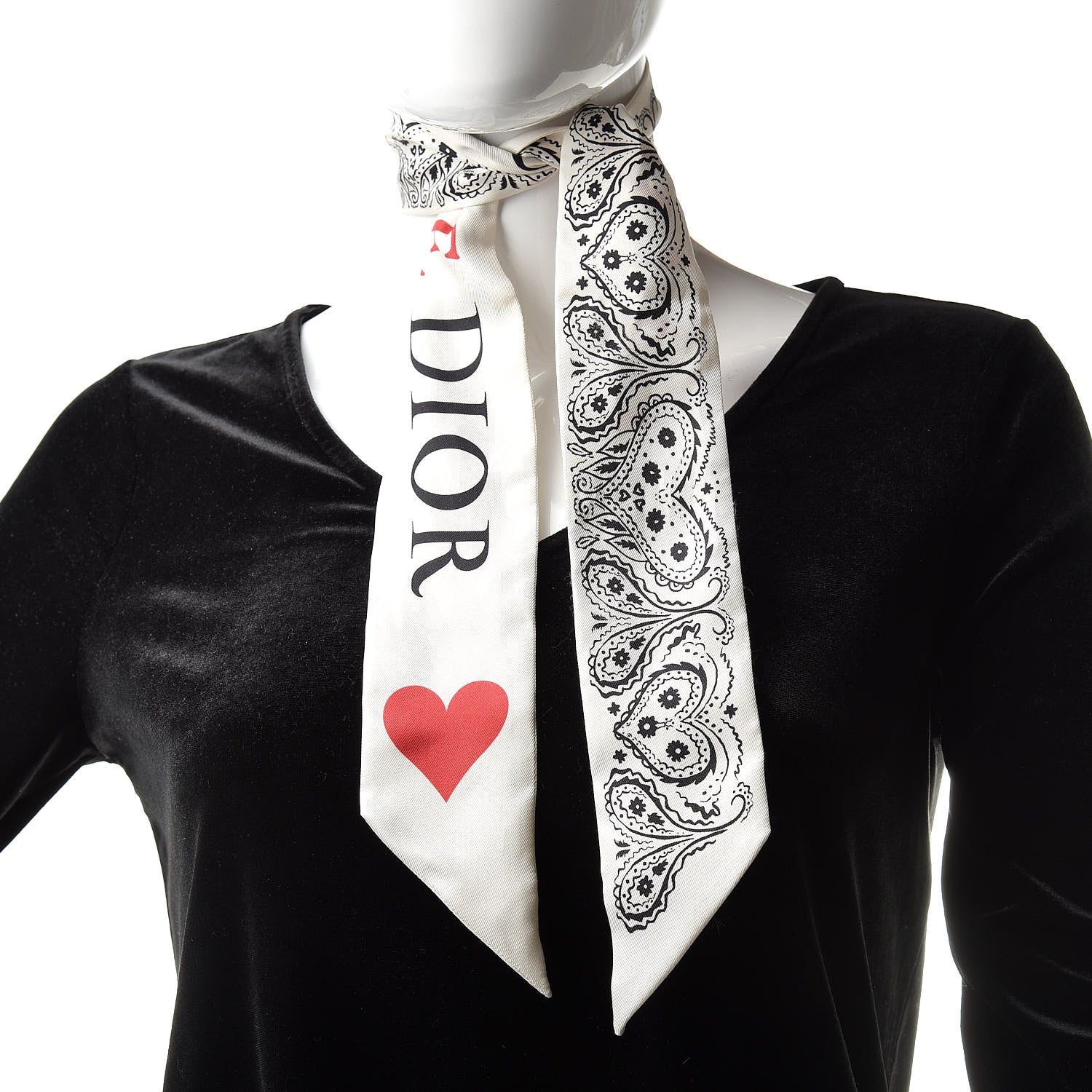 Christian Dior Je T'aime Mitzah Scarf White Black Red 2 of 4