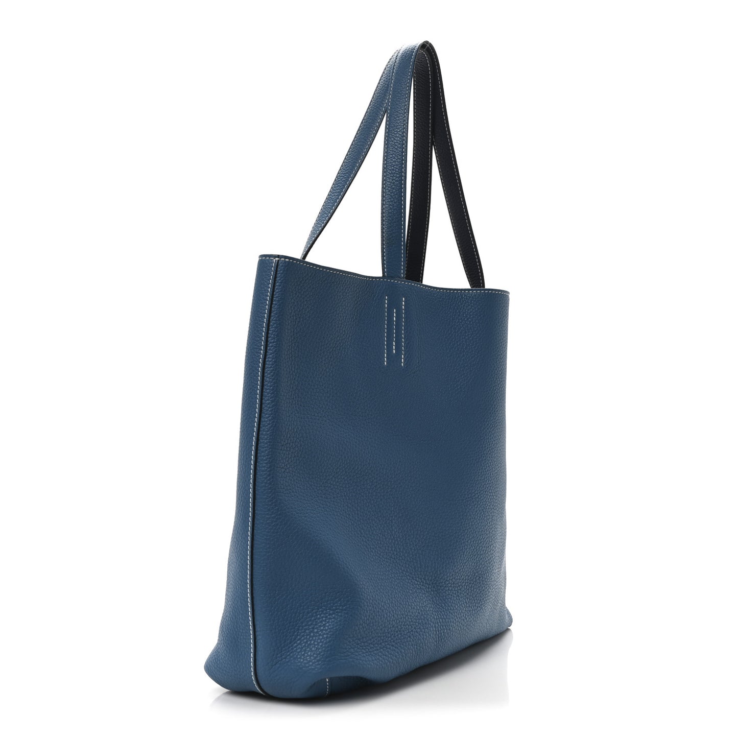 Taurillon Clemence Double Sens 45 Reversible Tote Bleu Izmir Bleu Saphir