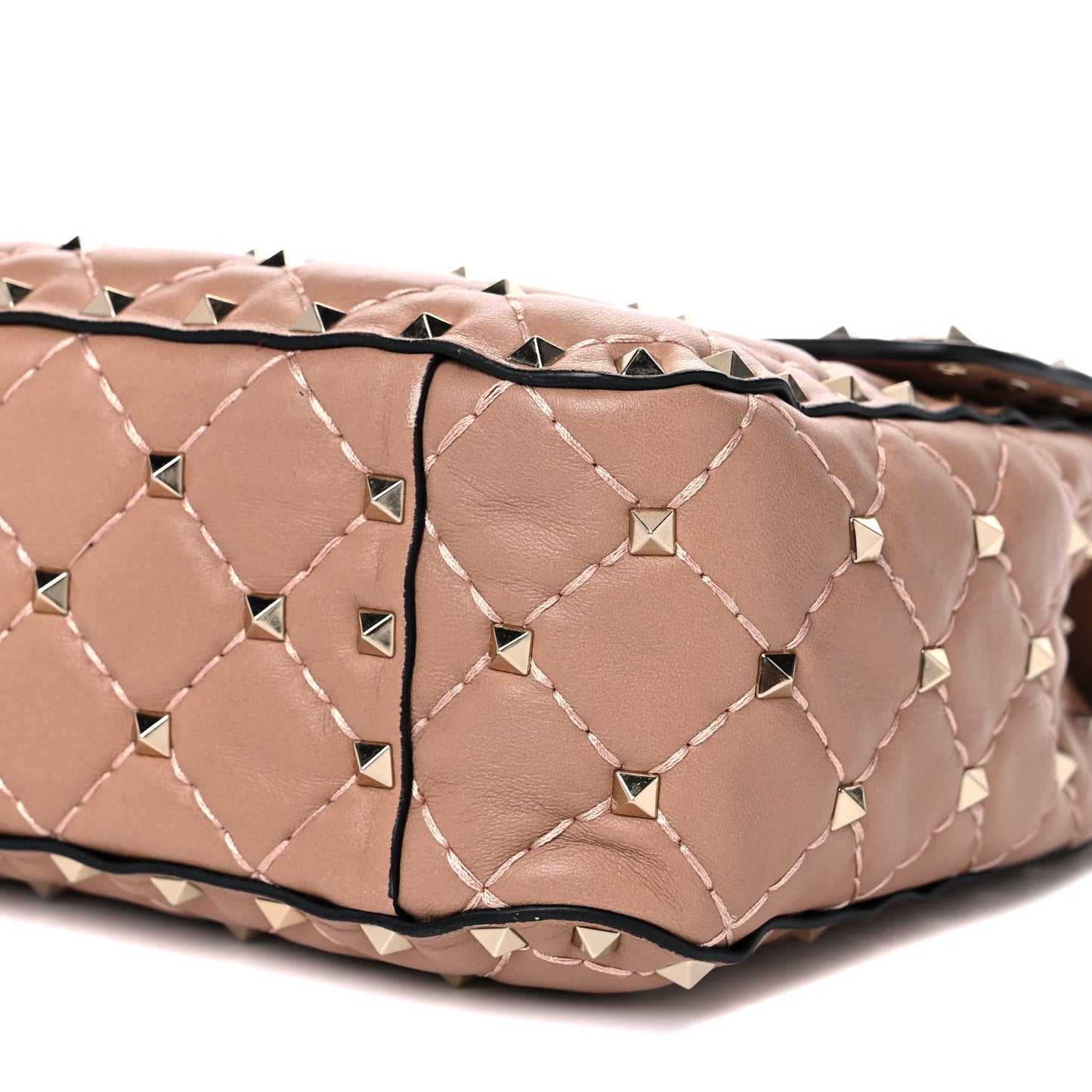Nappa Medium Rockstud Spike Shoulder Bag Soft Noisette