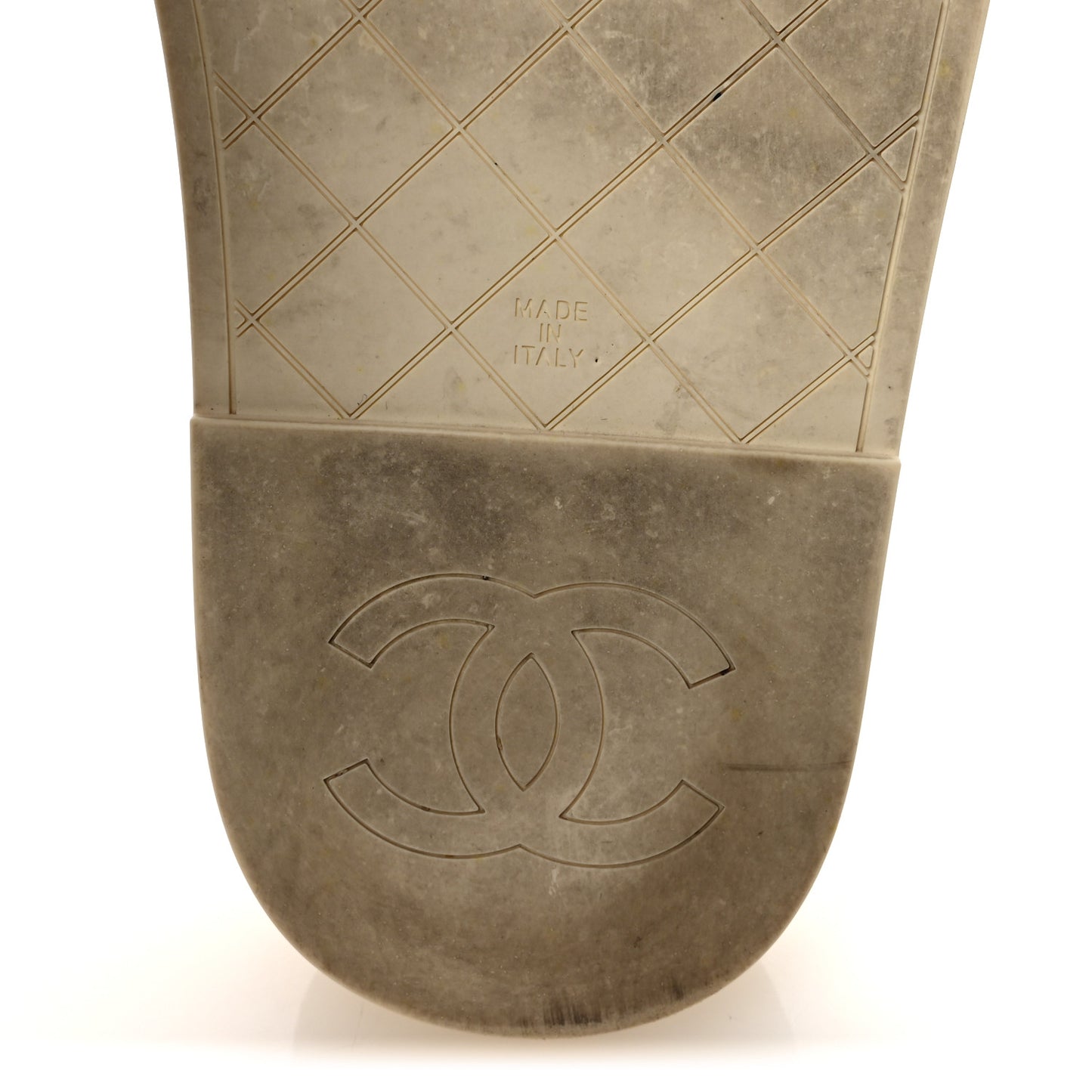 Lambskin Quilted CC Mules Sandals 38 Ivory
