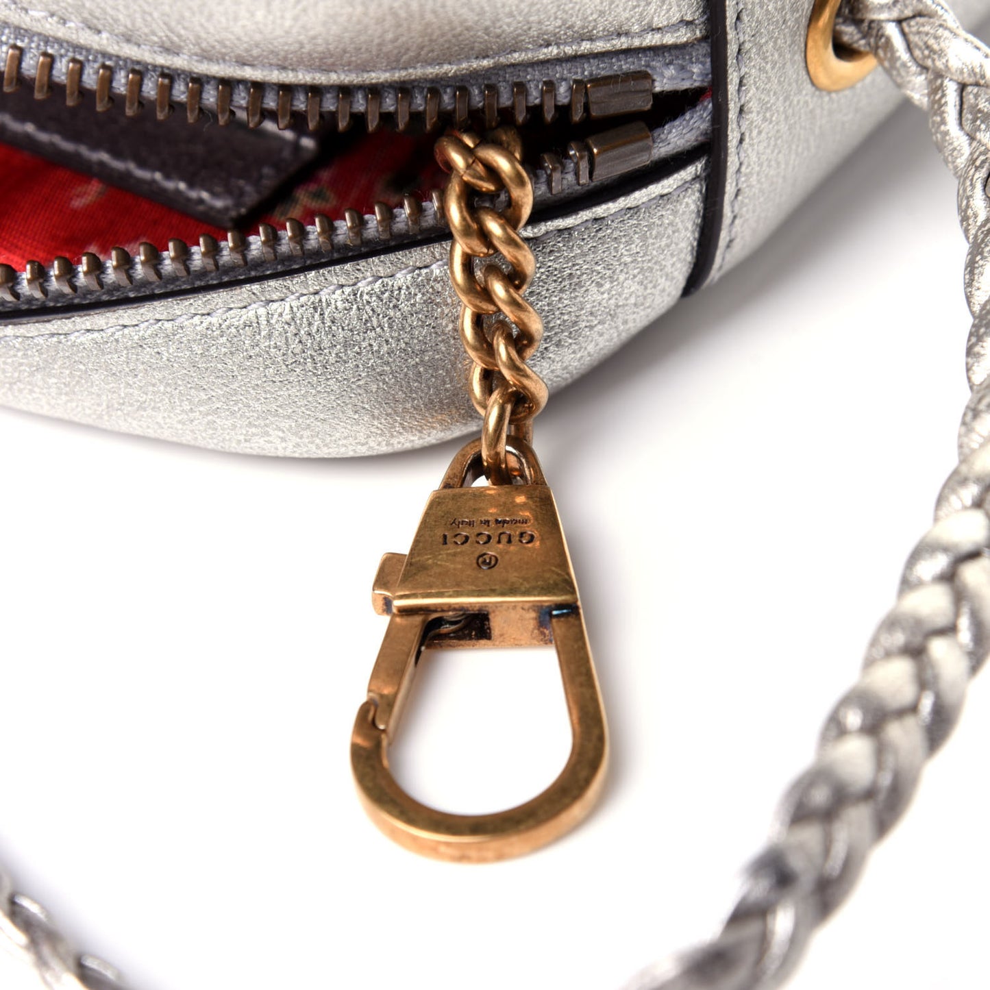 Laminated Nappa Web Trapuntata Mini GG Shoulder Bag Argento