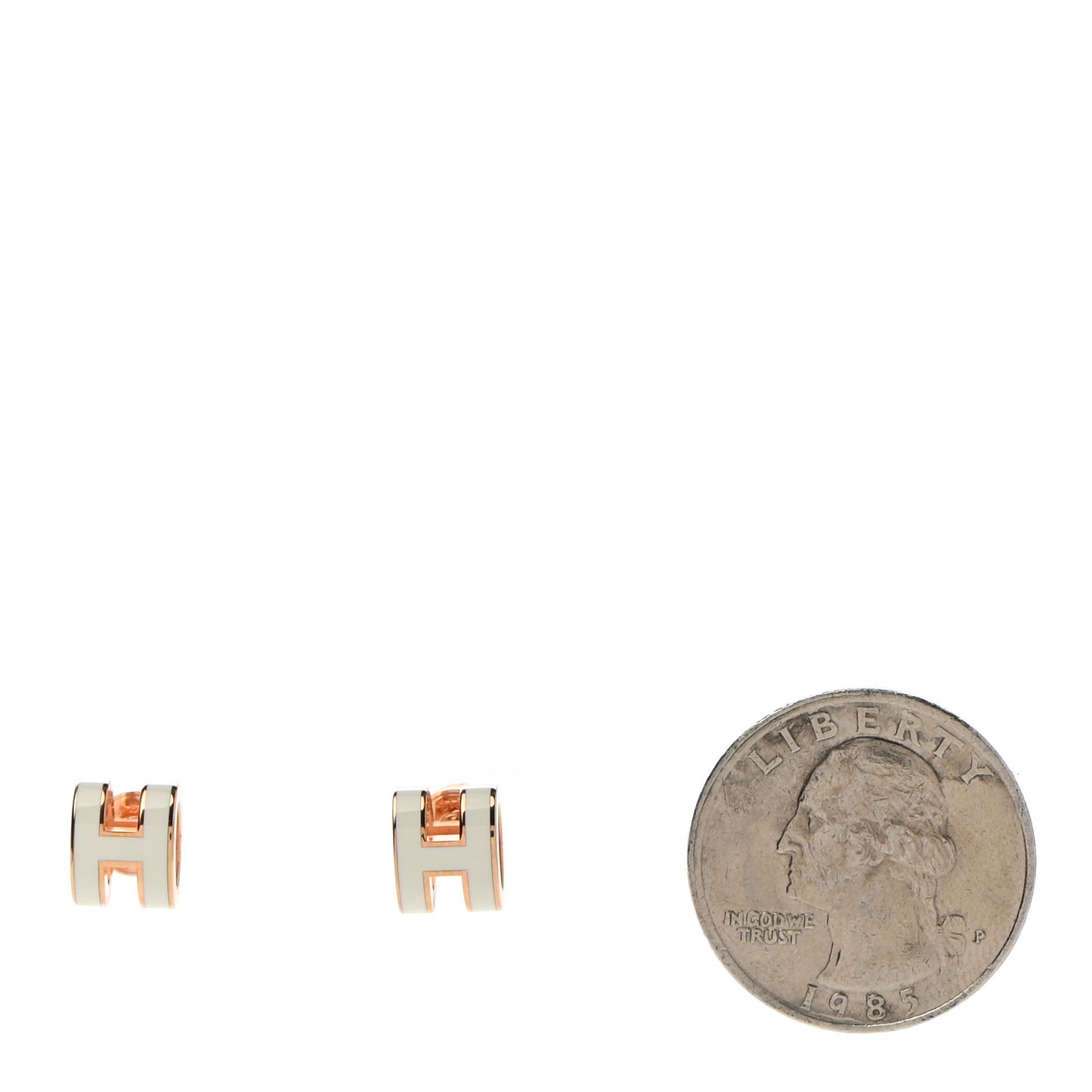 Rose Gold Lacquered Mini Pop H Earrings White