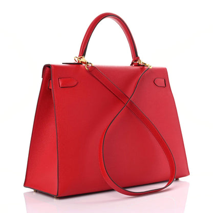 Hermes Epsom Kelly Sellier 35 Rouge Casaque 3 of 11
