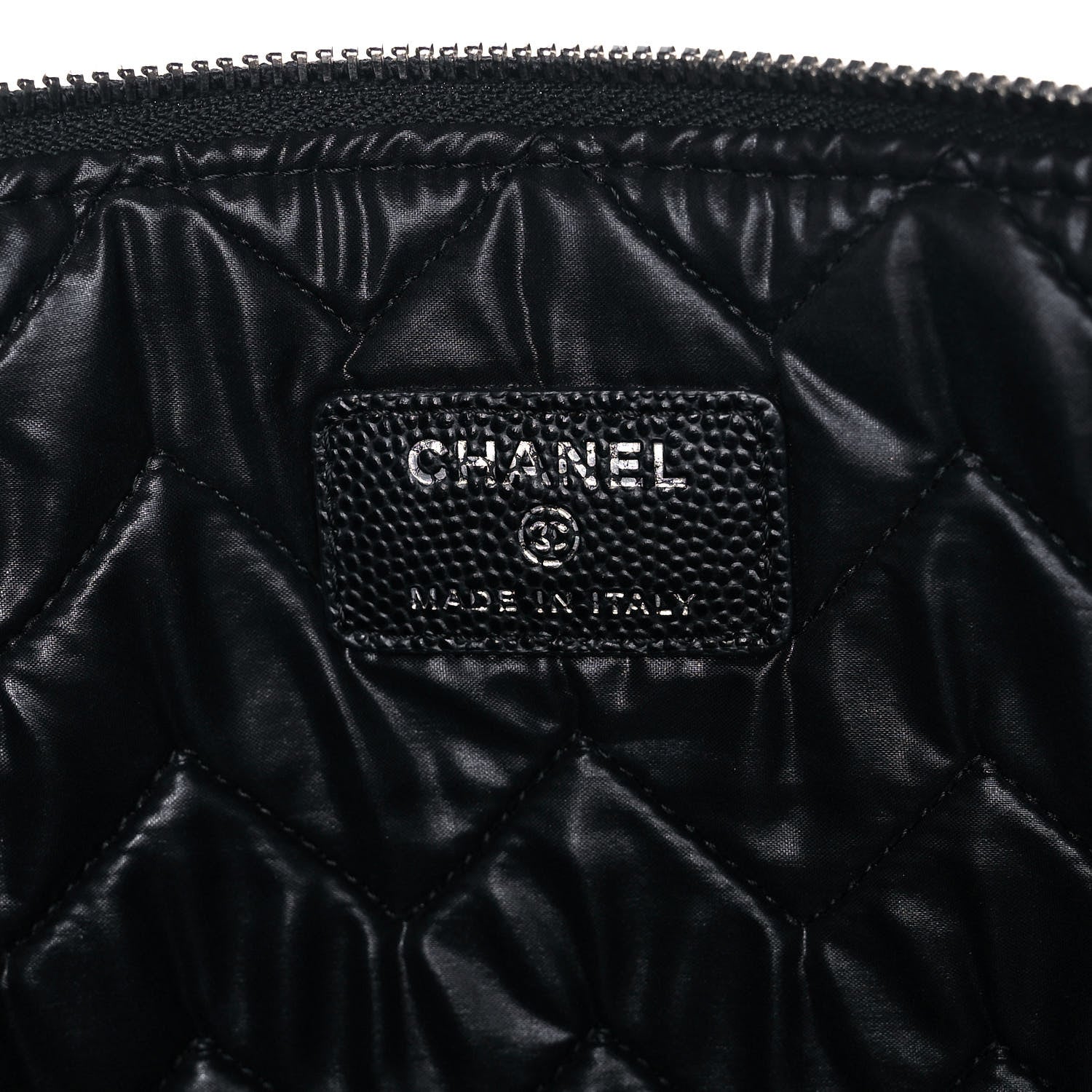 Chanel Caviar Chevron Quilted Medium Cosmetic Case Black 6 of 10