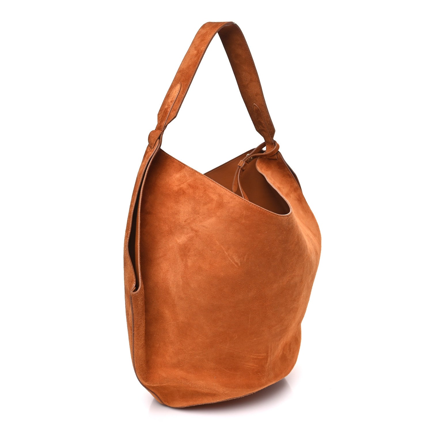 Khaite Suede Calfskin Medium Lotus Tote Caramel 4 of 10