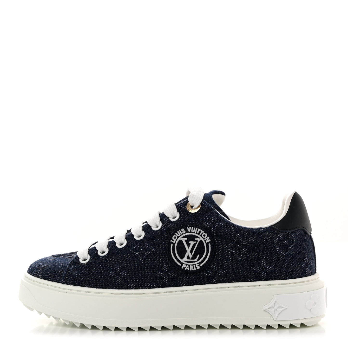 Denim Monogram Debossed Time Out Sneakers 37 Blue